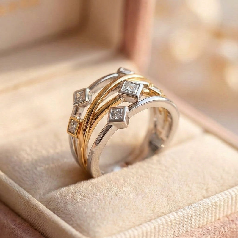 Elegant Geometric Diamond Ring