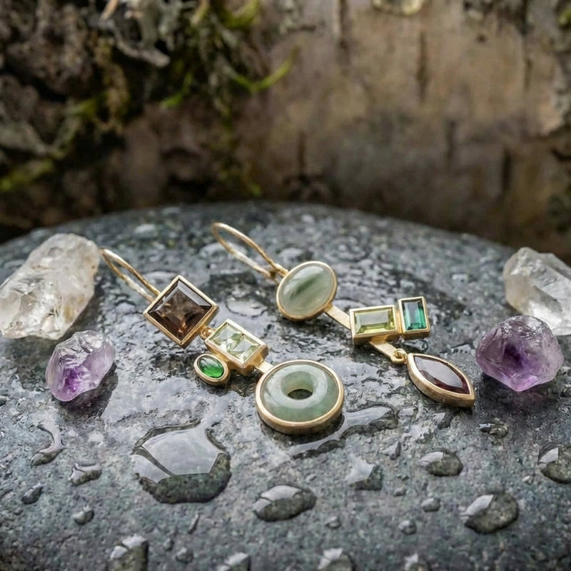 Elegant Geometric Stone Earrings