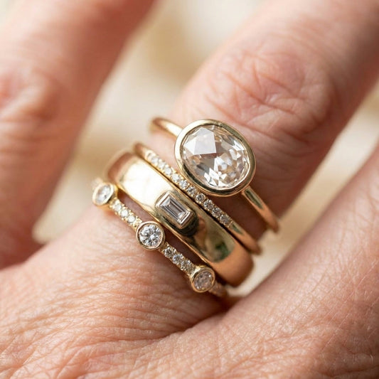 Gold Crystal Ring Set