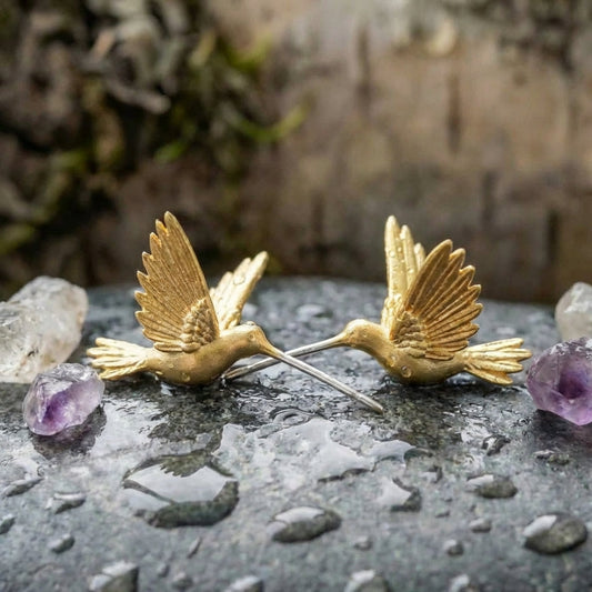 Elegant Gold Hummingbird Earrings