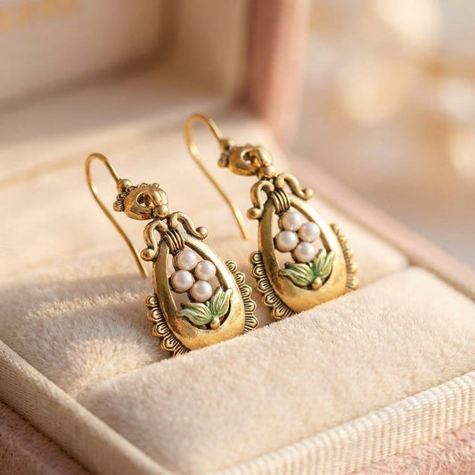 Elegant Gold Pearl Earrings