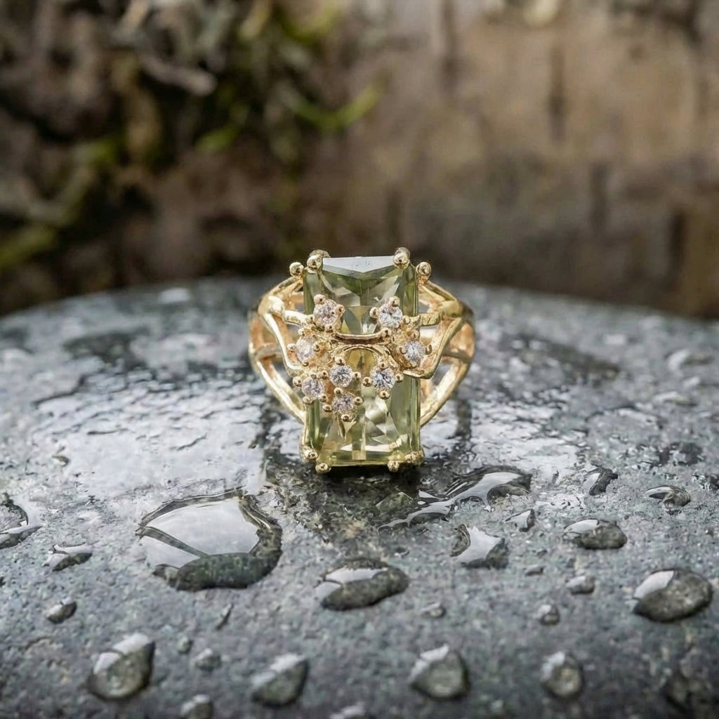 Elegant Green Zircon Ring