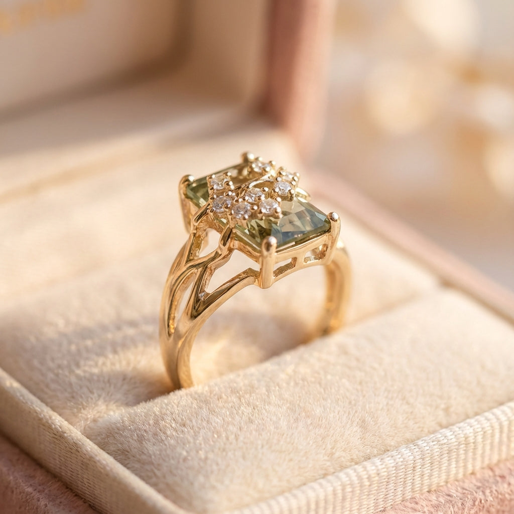 Elegant Green Zircon Ring