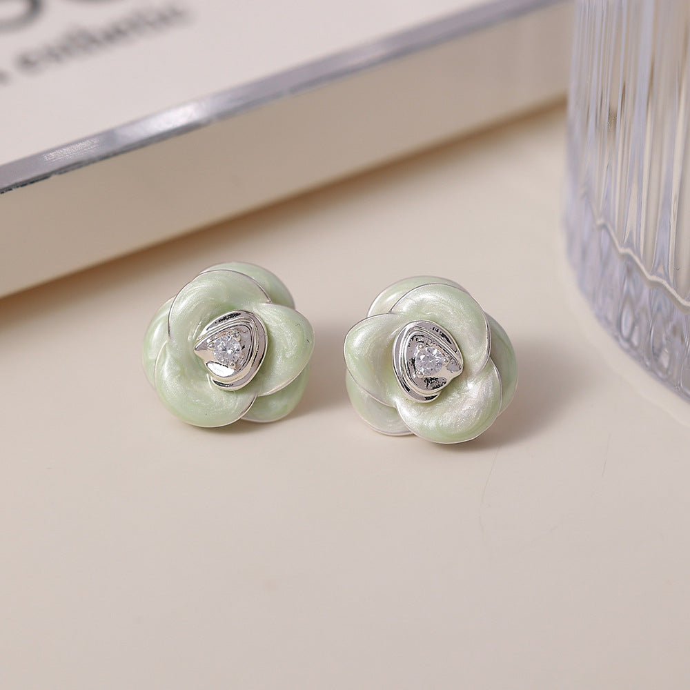 Elegant Jade Flower Earrings