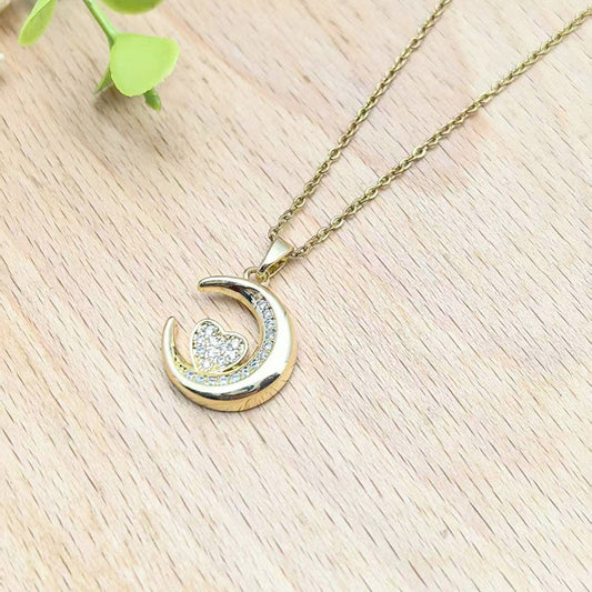 Elegant Moon Heart Necklace