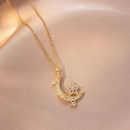 Elegant Moon Star Necklace