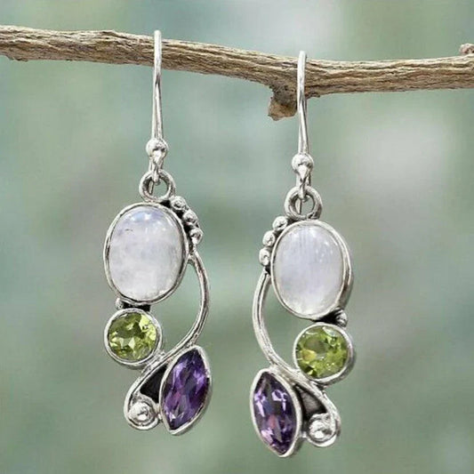 Elegant Moonstone Amethyst Earrings
