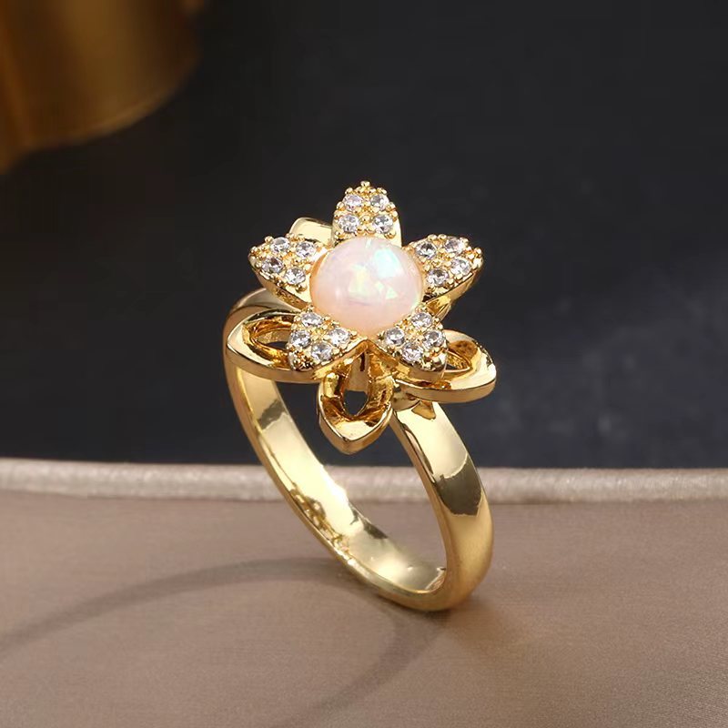 Elegant Opal Flower Ring