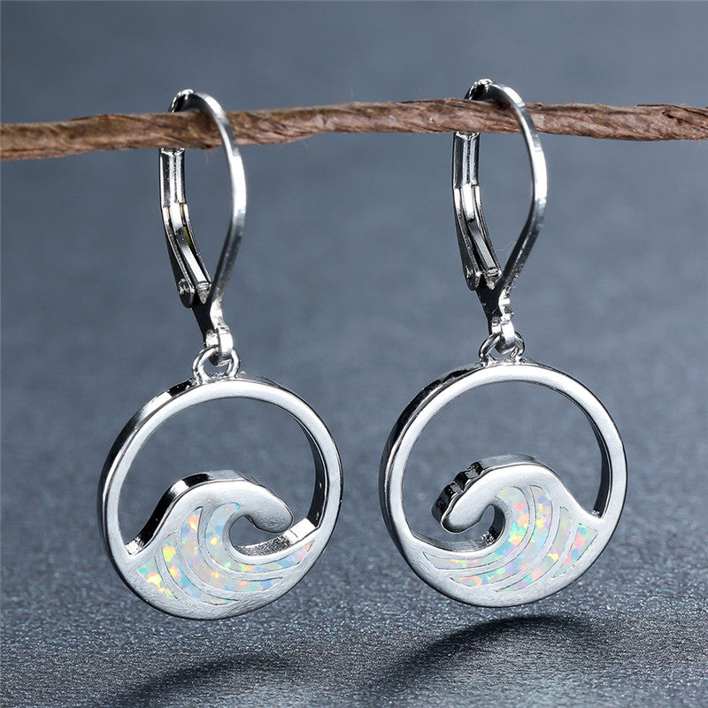 Elegant Opal Wave Earrings