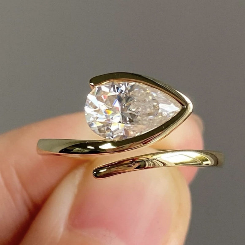 Elegant Pear Diamond Ring