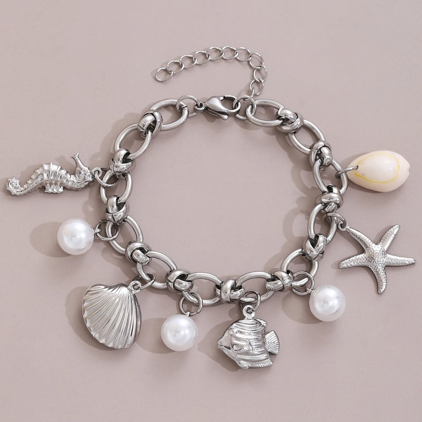 Elegant Pearl Charm Bracelet
