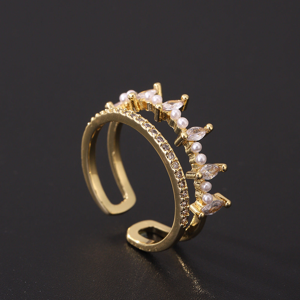 Elegant Pearl Crystal Ring