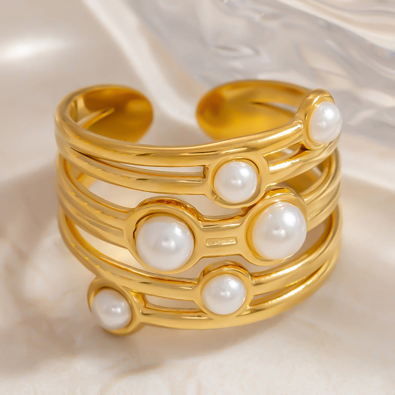 Elegant Pearl Cuff Ring