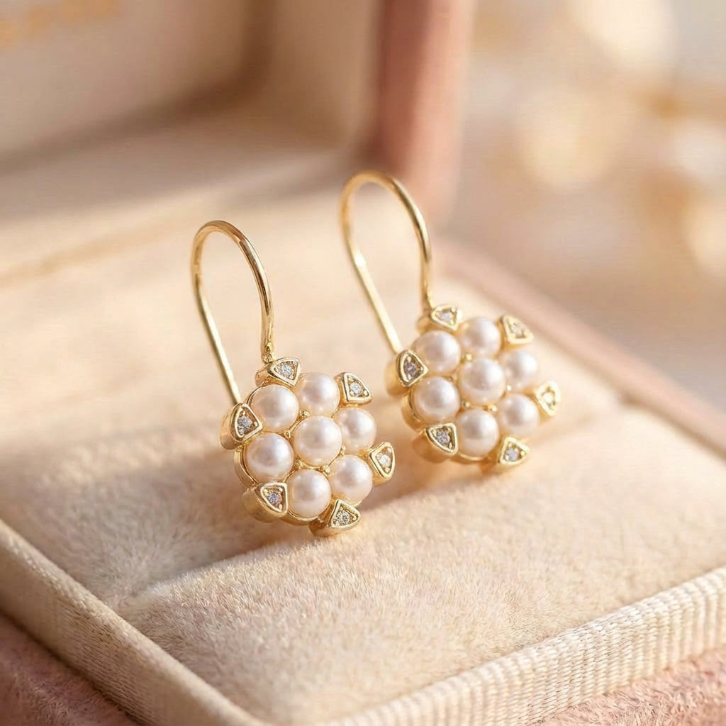 Elegant Pearl Diamond Earrings