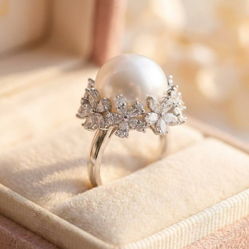 Elegant Pearl Flower Ring
