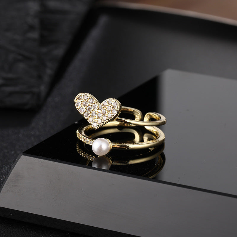 Elegant Pearl Heart Ring