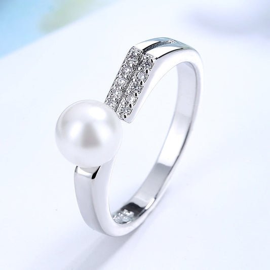 Elegant Pearl Silver Ring