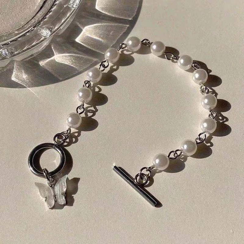 Elegant Pearl Toggle Butterfly