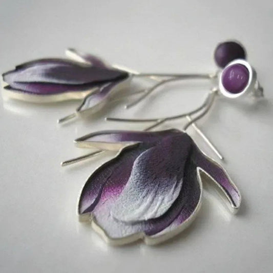 Elegant Purple Flower Earrings