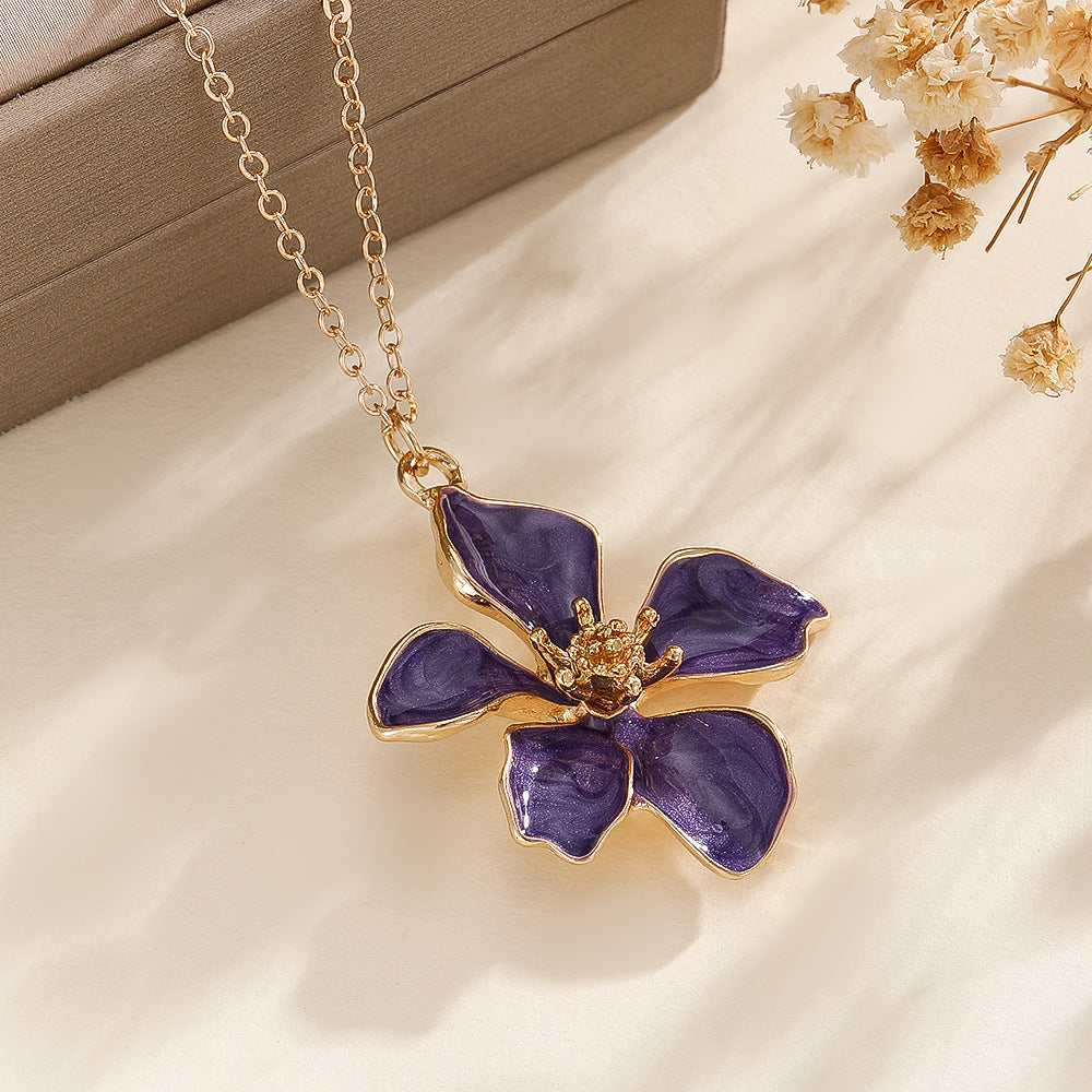 Elegant Purple Flower Necklace