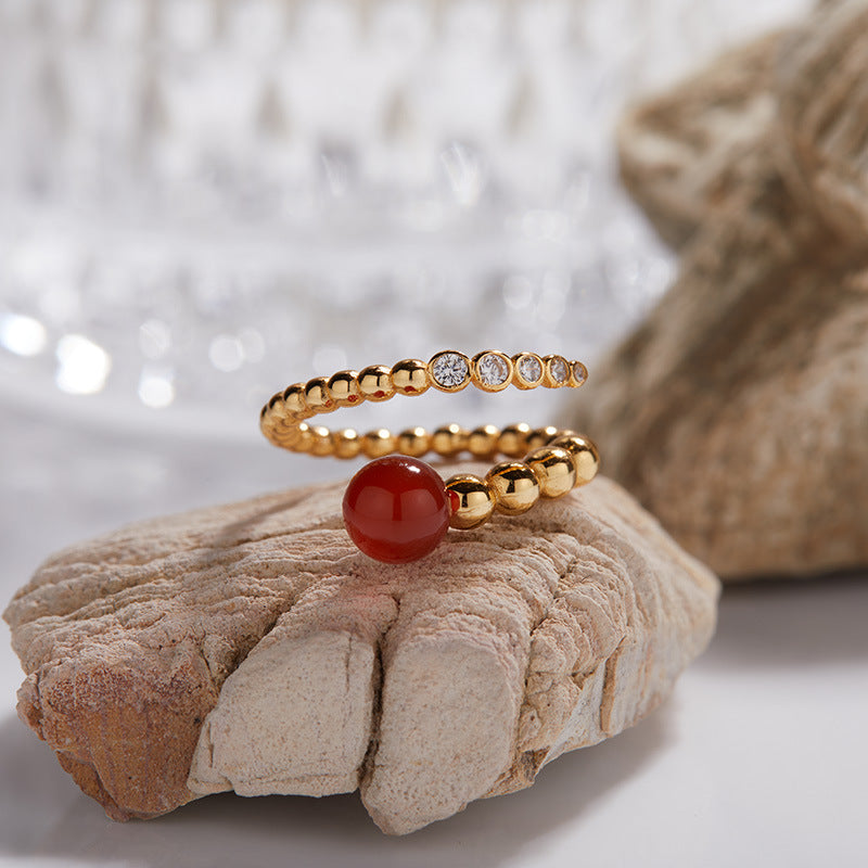 Elegant Red Agate Ring
