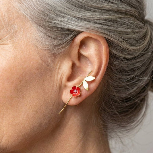 Red Flower Earrings