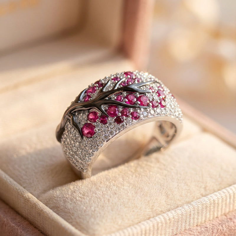 Elegant Ruby Blossom Ring