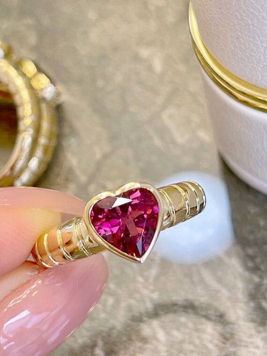 Elegant Ruby Heart Ring