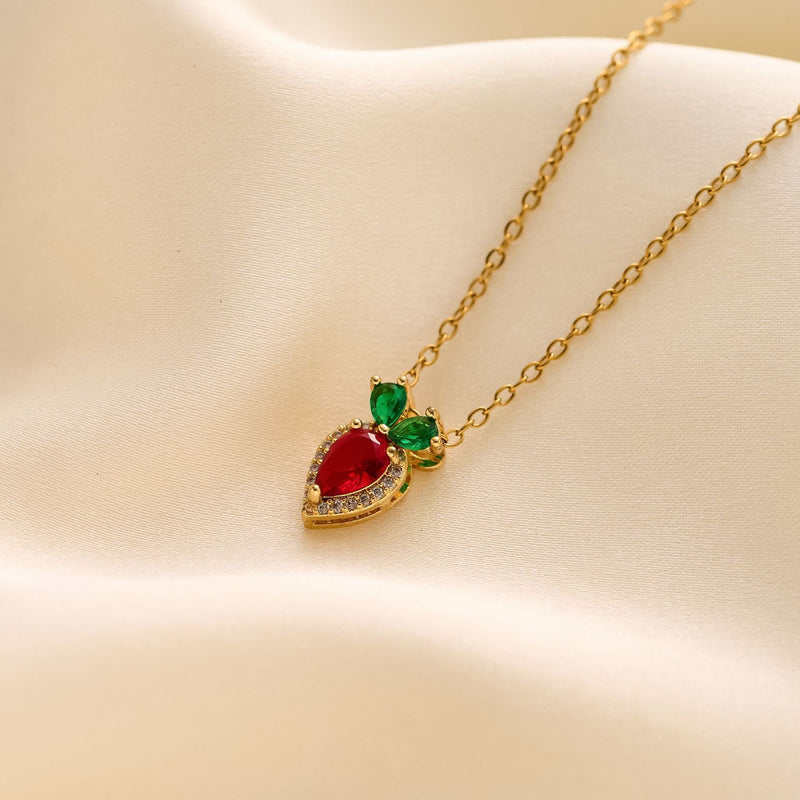 Elegant Ruby Leaf Necklace