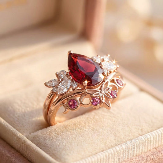 Elegant Ruby Waterdrop Ring