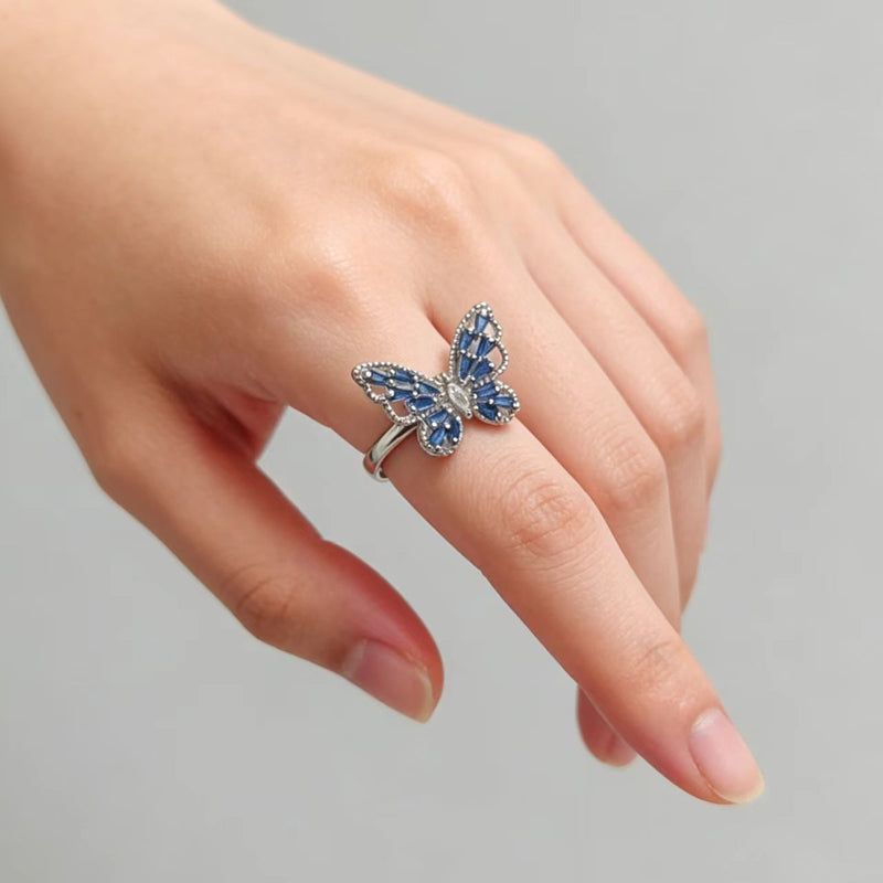 Elegant Sapphire Butterfly Ring