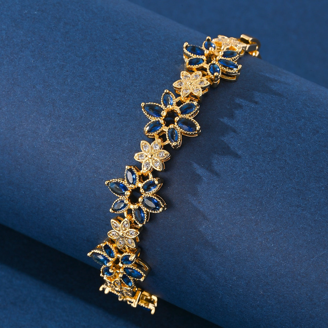 Elegant Sapphire Flower Bracelet