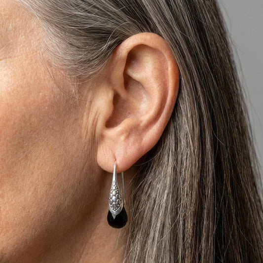 Silver Onyx Earrings