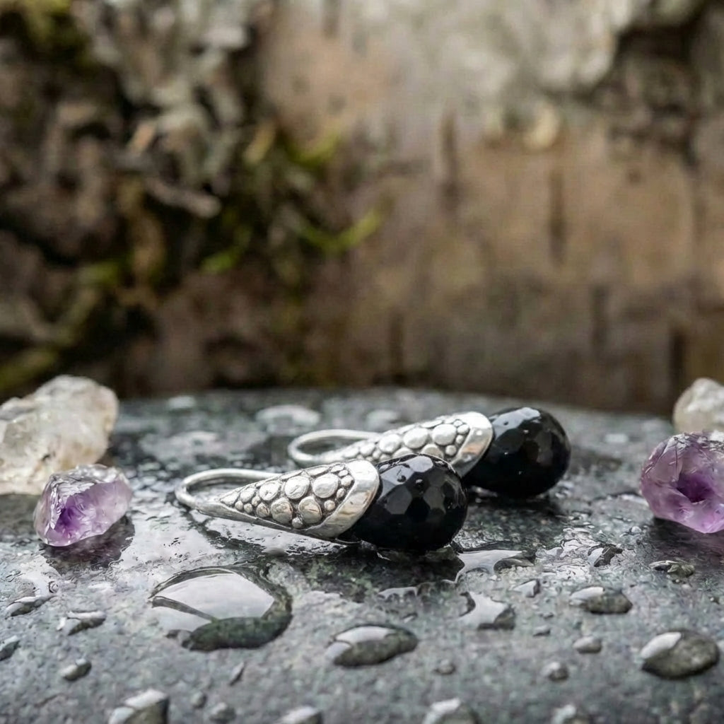 Elegant Silver Onyx Earrings