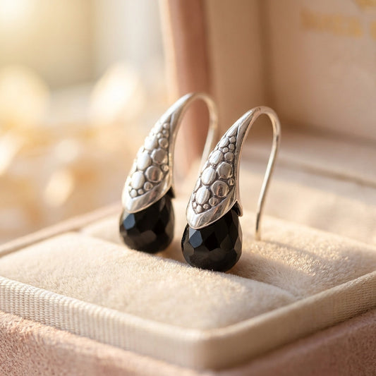 Elegant Silver Onyx Earrings
