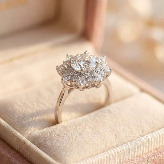 Elegant Snowflake Zircon Ring