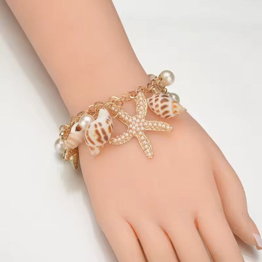 Elegant Starfish Pearl Bracelet