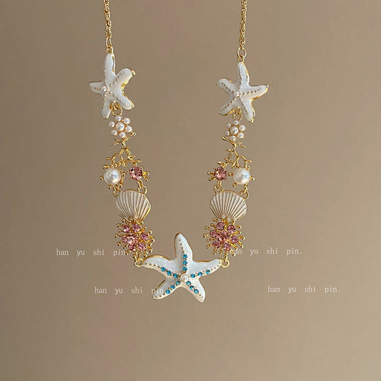 Elegant Starfish Pearl Necklace
