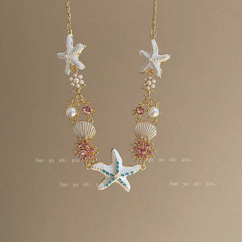 Elegant Starfish Pearl Necklace