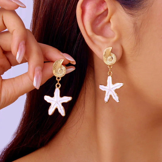 Elegant Starfish Shell Earrings