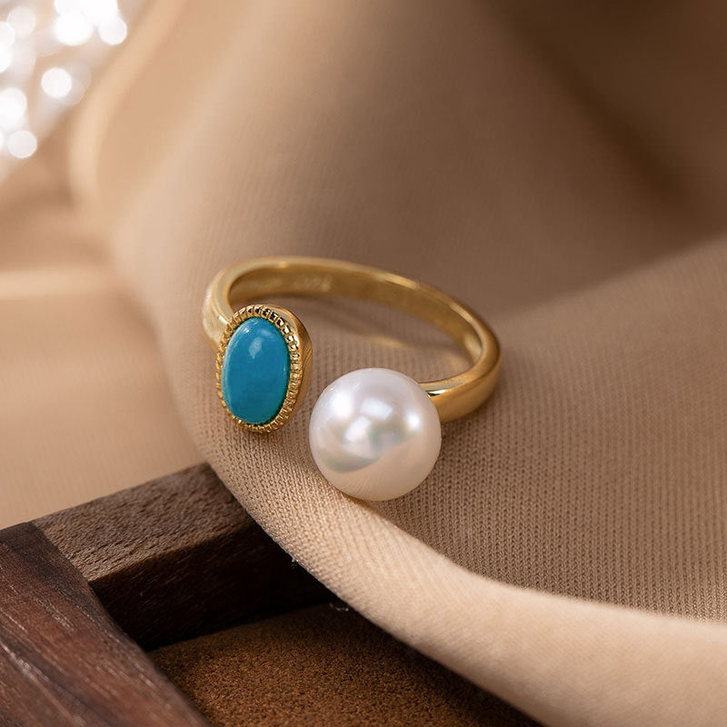 Elegant Turquoise Pearl Ring