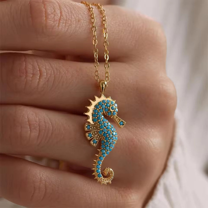 Elegant Turquoise Seahorse Necklace