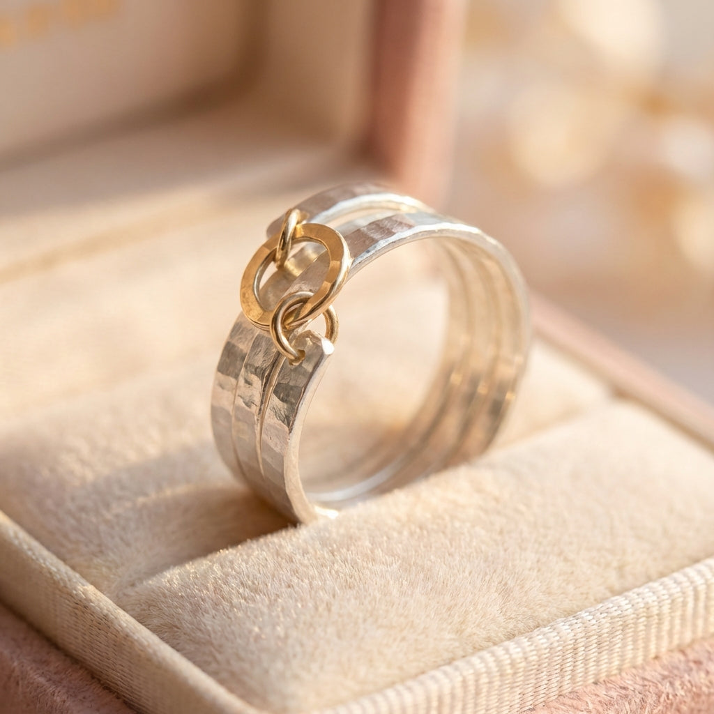 Elegant Two Tone Heart Ring