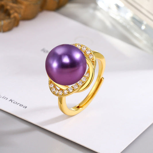 Elegant Violet Pearl Ring
