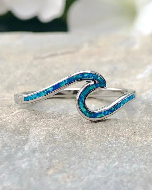 Elegant Wave Opal Ring