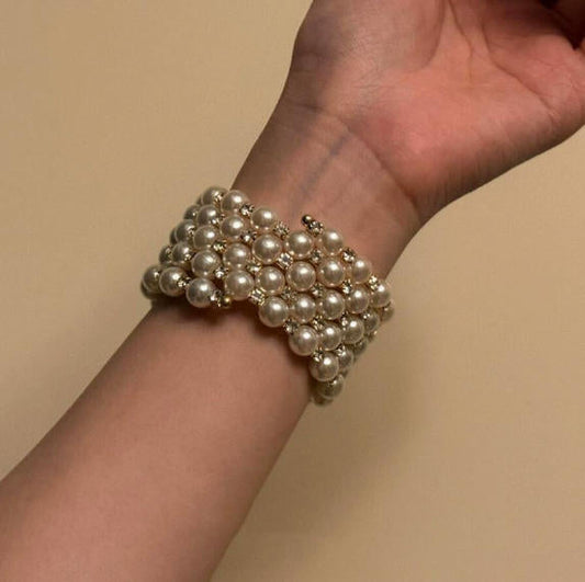 Elegant Wide Multi Row Pearl