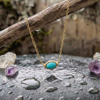 Ellipse Natural Turquoise Pendant Necklace