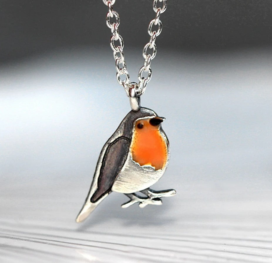 Enamel Robin Necklace