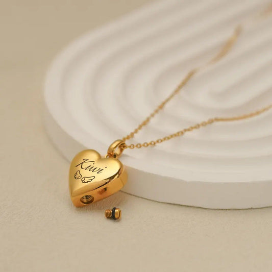Engraved Gold Heart Necklace
