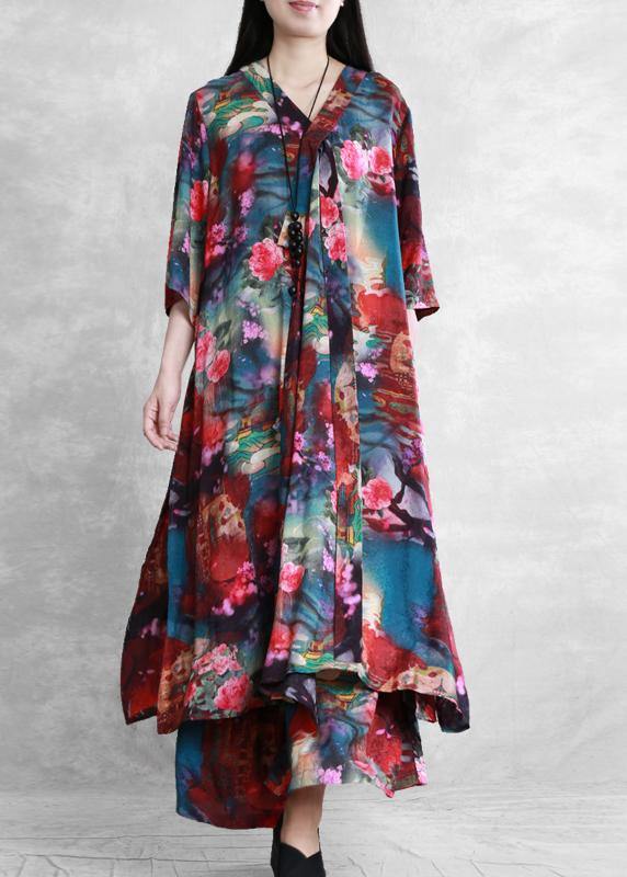 Style Suit Summer Novel Literary Print Loose Two-piece